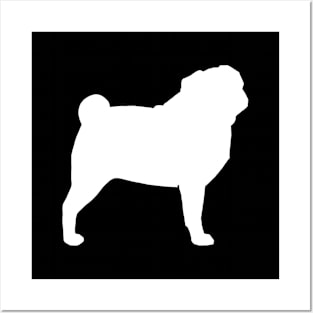 White Pug Silhouette Posters and Art